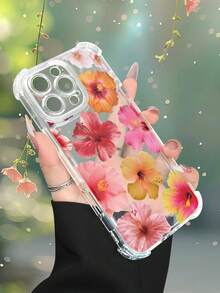 1 pieza Funda de teléfono con diseño de flores de hibisco tropicales en colores vibrantes, estilo exótico y fresco ideal para amantes de la naturaleza y regalos de verano, funda transparente resistente a golpes, ligera y con corte preciso, compatible con iPhone 17/16/15/14/13/12/11/XS/XR/X/PLUS/PRO/PROMAX, compatible con Galaxy A34/A35/A54/A55, Galaxy S20/S21/S22/S23/S24 Ultra/Plus, compatible con Moto/Galaxy/Redmi/Honor/OPPO, regalo de fiesta - transparente - Ver 8