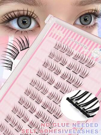 60pcs Multi-Style Celebrity Self-Adhesive Lash Collection - No Glue Fluffy & Lightweight Design With Star Quality Effect, Adorable & Charming For Beginner's Parties, Dating And Special Occasions Daily Wear, Christmas, Dates & Party