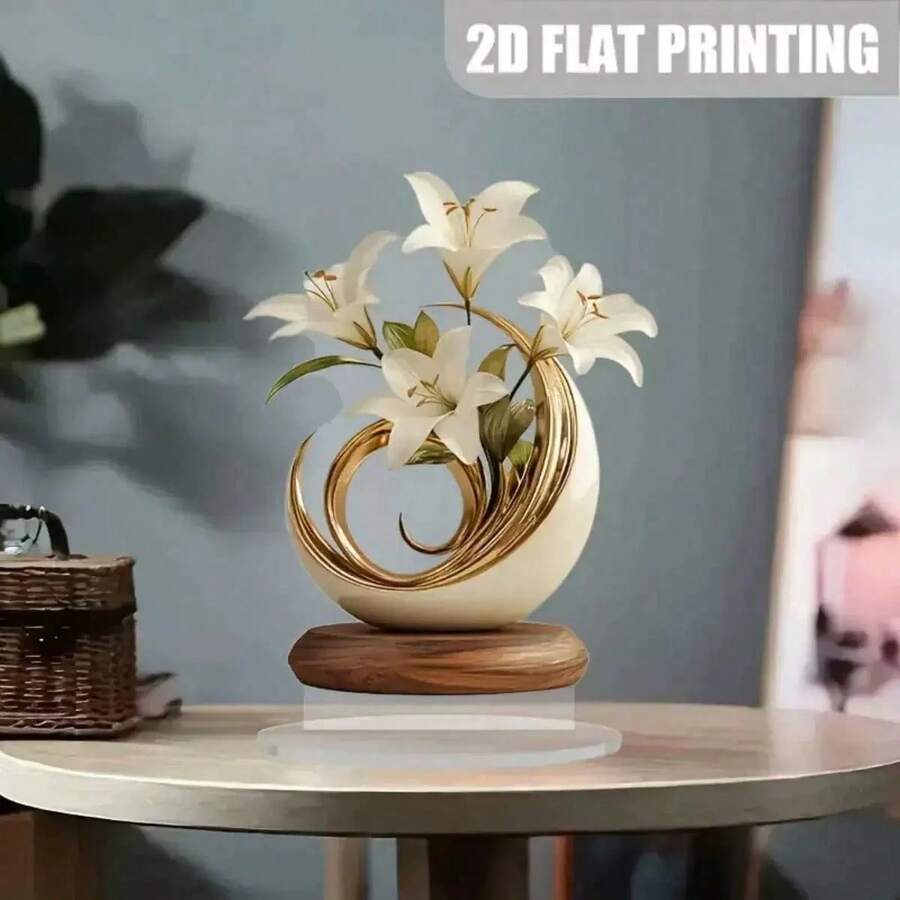 2D Acrylic Flat Standee, Floral Decor For Living Room, Entryway, Lightweight Luxury Home Art Piece For Mother's Day