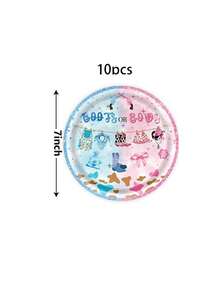 10件/20件/50件装，牛仔靴或蝴蝶结主题派对用品套装 - 性别揭晓西部主题一次性9英寸和7英寸纸盘、纸杯和餐巾纸 | 粉色和蓝色闪光牛仔靴蝴蝶结生日派对餐具，适用于西部主题婴儿派对、性别揭晓派对聚会