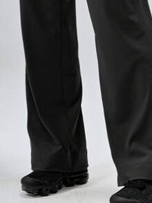 Pantalones de yoga de cintura alta casuales de pierna ancha con bolsillos, pantalones deportivos ligeros para fitness y uso diario para mujeres - Negro - Ver 5