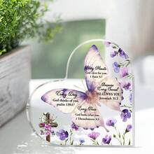 基督教礼品 宗教礼品 圣经礼物 送给女性的礼物 圣经经文 励志心形亚克力桌面装饰 送给有信仰的女性的完美生日礼物 - 因为每一秒他都爱 - 無色 - 查看 11