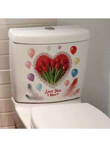 1pc Valentine's Day Romantic Tulip Balloon Heart Decorative Sticker PVC Sticker Removable Self-Adhesive Easy-Tear Sticker Home Decor To Brighten Your Life Holiday Decor Stickers Birthday Graduation Gift - Multicolor - View 4