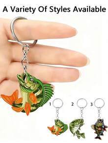 These Realistic Acrylic Fish-Shaped Keychains Feature A Fishing Hook And Small Fish Or Seashell Pendants, And Come In Various Fish Designs. They Make Ideal Gifts For Fishing Enthusiasts, Suitable For Husbands, Children, Parents, And Other Family Members. They Also Make Lovely Gifts For Thanksgiving, Christmas, Or Halloween, And Can Be Used As Unique And Personalized Decorations For Backpacks, Bags, Or Keys.