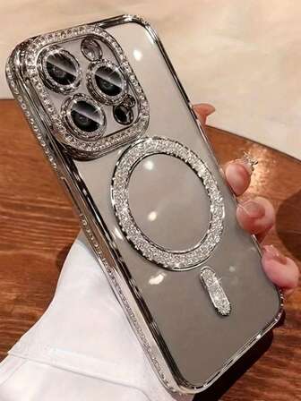Funda de teléfono con diamantes de imitación premium 2025 compatible con iPhone 17 AIR 16 15 14 13 12 11 Pro Max Plus, con lente clara y protección magnética