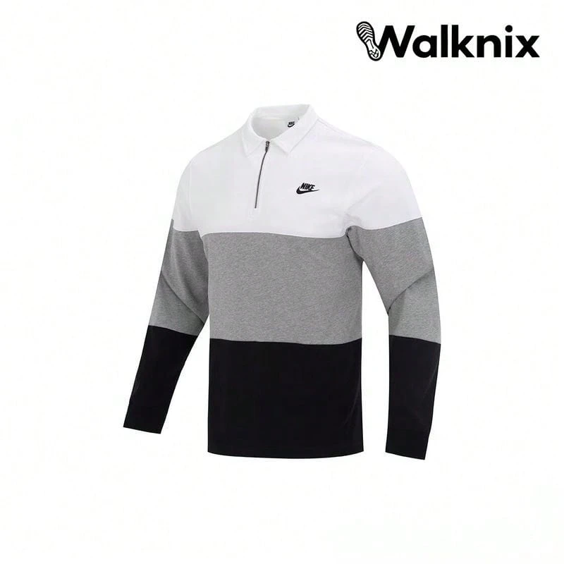 Retro Sports Breathable Long Sleeve T-Shirt With Spliced Brand Logo And Dropped Shoulders Grey Tops Men - 彩色 - 查看 1
