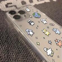 Nueva funda protectora para teléfono con lente transparente y patrón de animales de la Tierra de dibujos animados de Halloween, compatible con for  16, 15, 14, 13, 12, 11, 12/13, Mini, Plus, Pro, Max y SE. Un regalo de cumpleaños o de San Valentín para novio o novia, con un diseño esmerilado elegante, resistente a los golpes, lujoso y duradero con cobertura completa. - transparente - Ver 2