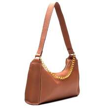 Set Of 2 Women's Small Plain Baguette Bags With Chains, Shoulder And Handbag Style - Lạc đà - Xem 3