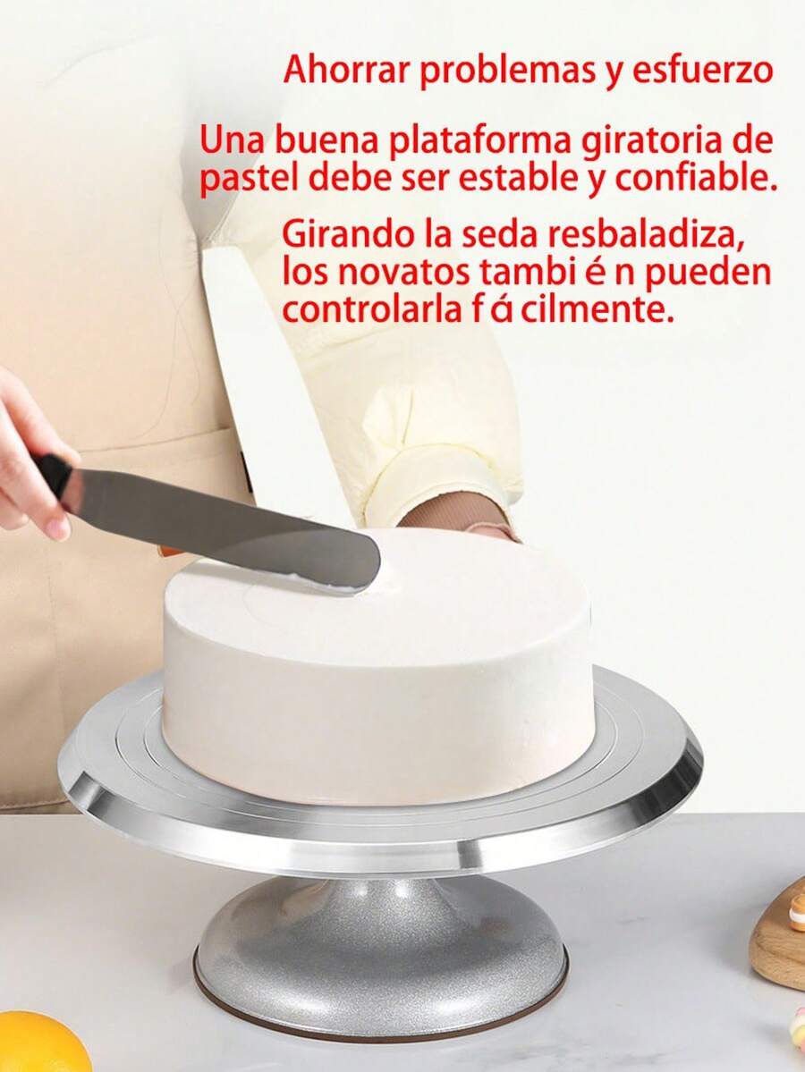 1 Piece Aluminum Alloy Cake Turntable, 12 Inch, Non-Slip Rotating Dessert Display Stand, Cake Decorating Tools, Baking Tools, Kitchen Tools, Kitchen Accessories - Multicolor - View 1