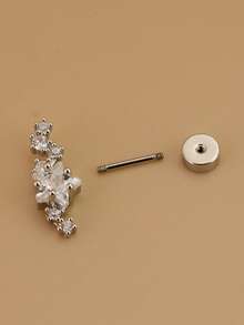 1PC 18K Złoto Miedź BEZ Matowienia Stal nierdzewna Błyszcząca Cyrkonia Łuk Kształtny Gwiaździsty Kolczyk Dla Kobiet Wewnętrzny Gwint Płaski Tył Helix Tragus Płaskie Kolczyki Płatek Chrząstki Piercing Ucha Biżuteria Impreza Codzienne Akcesoria