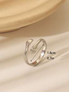 1pc Fashionable Minimalist Heart Hug Ring - Hypoallergenic, Suitable For Casual Wear And Gift Giving - Open Ring - View 2