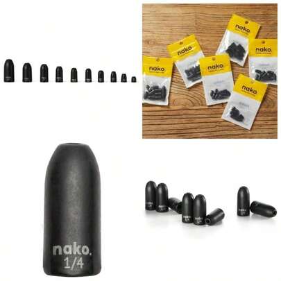 10 Pack Tungsten Worm Weights, Tungsten Bullet Weights Bass Fishing, Fishing Bullets Weights Sinkers Bundle Kit Texas Rig and Carolina Rig