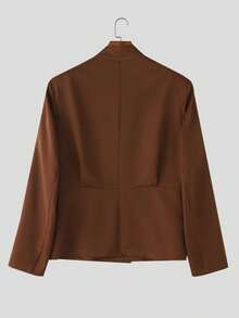 INCERUN Fashion Mens Stand Collar Button Front Long Sleeve Casual Blouse Shirt Tops - 棕色 - 查看 5