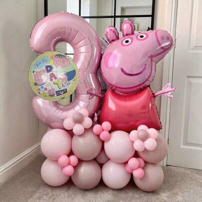 Hasbro Birthday Party Decoration, Pink Pig Aluminum Film Balloons Digital Birthday And First Birthday Party Decoration Family Gifts
