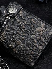 1pc High Quality New Retro Men's Wallet Short Style Fashion Wallet PUNK Cross Men's Bifold Zipper Wallet Casual Coin Purse Outdoor Portable Chain Wallet Card Holder For Men Money Wallet Mini Wallet Purse Wallet Small Wallet Wristlet Wallet Gifts For Men Men Gifts Wallet Men Wristlet Keychain - Bronze - View 9