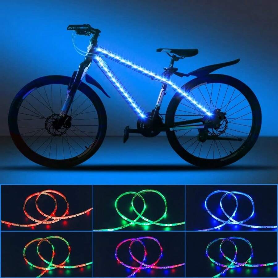 19.68-Inch/50cm LED Bicycle Decorative Light, Suitable For Night Riding, USB Powered, RGB Mode Effects, Suitable For Men's, Women's Or Children's Scooters. (2-In-1)