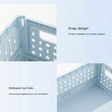 1个长方形空心塑料收纳盒，可堆叠文件托盘，学生宿舍桌面书架，桌面整理盒，加厚可折叠塑料收纳架，适用于办公室、宿舍、教室，学生必备