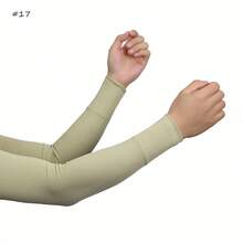 1pc Women's Solid Color Breathable Elastic Silk-Like Ribbed Arm Sleeve, Fashion Anti-Flashing Skin-Friendly Arm Warmer - Multicolor - View 10