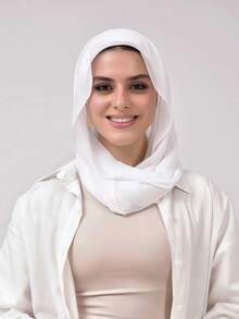 1 pieza Hijab de unicolor clásico instantáneo para mujer, pañuelo para el cuello cosido previamente, estilo turbante ajustable, versátil y práctico, tela de gasa elástica, cómodo y transpirable, adecuado para uso diario, deportes, yoga - Multicolor - Ver 11