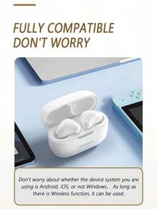 Lenovo EA110 Wireless Headset Bluetooth 5.4 Intelligent Touch Control Headphones Long Lasting Battery Life Support Android ISO - Beige - View 7