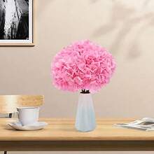 Softflame - Flores Artificiales/Falsas y sintéticas, , Color Azul Claro, Paquete de 5, 20 Cabezas para Bodas, hogar, Fiestas, restaurantes(Rosa-5pcs Paquete de hortensias) - Multicolor - Ver 3