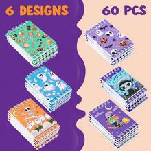 - Juego de 60 blocs de notas de Halloween 6 diseos bloc de notas espeluznantes para nios y nias, suministros escolares en el hogar, recuerdos de en el aula, para pedir dulces - Negro - Ver 3