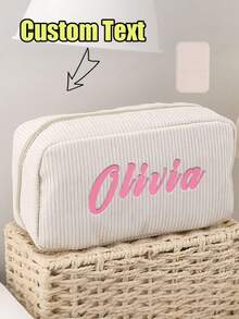 Personalized Cosmetic Bag, Custom Corduroy Makeup Bag, Name Makeup Bag, Monogrammed Toiletry/Makeup Bag, Bridesmaid Gifts, Bachelorette Party Gifts, School Supplies, Back To School, School Gifts, For Office, For School, For Classroom, For Coworkers, For Dorm Rooms, Middle School StudentsChristmas Beauty Accessories