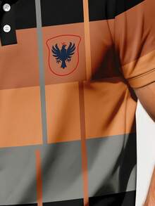 男士条纹印花短袖 Polo 衫和短裤套装 - 彩色 - 查看 5