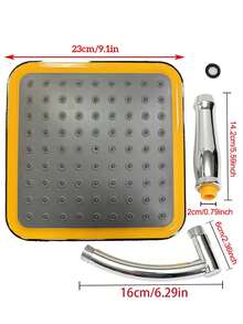 9-Inch Square Shower Head Set - Rotatable, High-Pressure Rainfall Shower System With Universal Adjustment. Featuring A Durable Plastic Construction And A Sleek Finish, This Wall-Mounted Set Includes An Adjustable Shower Arm To Elevate Your Bathing Experience. - Multicolor - View 4