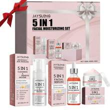 5-In-1 Facial Moisturizing Set: Cleansing Mousse, Facial Essence, Face Cream For Hydrating, Moisturizing, Improving, Whitening, Brightening And Firming The Skin - Multicolor - View 1
