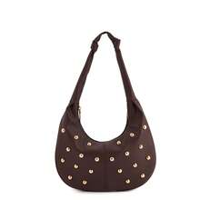 Fashionable Rivet Punk Style One Shoulder Knot Underarm Crescent Bag - Coffee - View 10