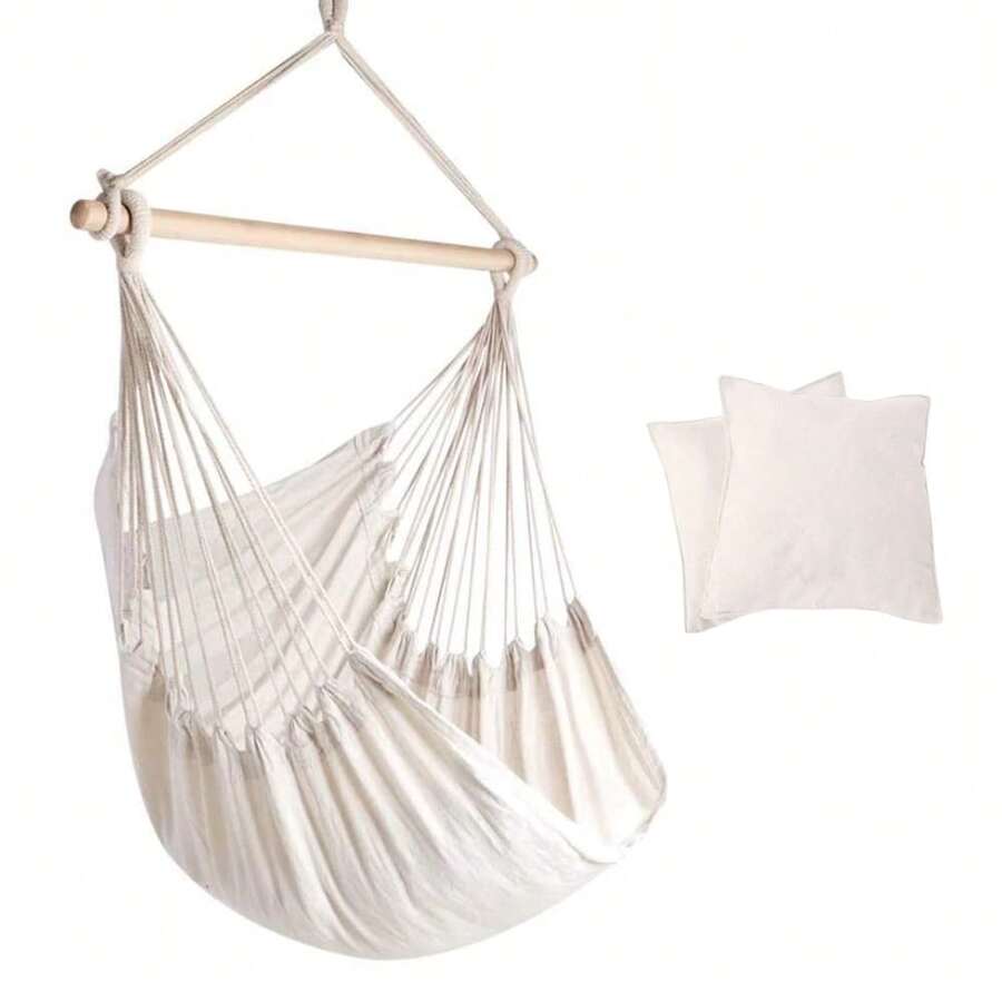 Hamaca Silla Colgante con 2 Cojines Acolchados Soporta hasta 120kg - Blanco - Ver 1