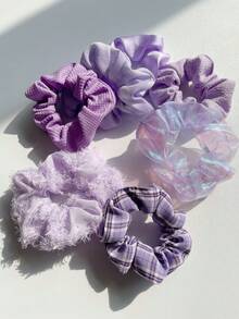 7pcs Plaid Print Scrunchie Cute,School Carnival Mardi Gras Scrunchies Hair Ties Scrunchy Hair Ties ,Hair Accessories Ponytail