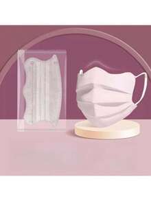 50个装成人款莫兰迪彩色口罩，女士防护一次性口罩，三层防尘口罩，蝴蝶形设计口罩