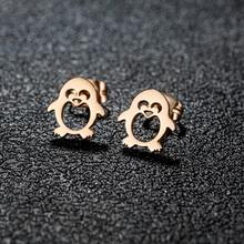 1 Pasang Anting Tusuk Wanita Bergaya dari Baja Antikarat Bentuk Penguin, Anting Tusuk Wanita yang Lucu - GED380 - View 3
