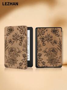 1 件棕色花卉线条印花保护套，适用于 Kindle 2024、Kobo、Kindle NK 11/Kindle 儿童版/Kindle Paperwhite 5，电子书阅读器保护套，带自动唤醒/睡眠功能，轻薄贴合，保护您的阅读设备。 - 彩色 - 查看 2