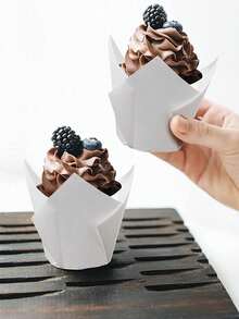 100个郁金香纸杯蛋糕衬垫，迷你纸质烘焙杯，一次性玛芬蛋糕杯，蛋糕纸杯，甜点DIY烘焙，婚礼，婴儿派对，生日派对（棕色），万圣节圣诞节烘焙杯，100个纯色纸杯蛋糕衬垫 - 彩色 - 查看 5