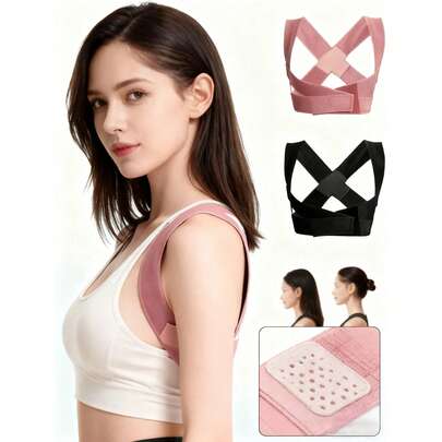 1 Updated Posture Corrector For Men And Women, Runs Small, Consider Ordering One Size Up, Loose Fit, Adjustable Upper Back Support Around Collarbone, And Provides Comfortable Neck And Shoulder Alignment For Men And Women (Pink) Posture Corrector, Secures Posture, Discreetly Supports Upper Back, Collarbone, Back, And Shoulders Under Clothing, Black