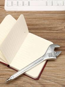 5/10 piezas Juego de bolígrafos con herramientas de metal, llave, martillo, destornillador, tinta negra, regalo único - Negro - Ver 9