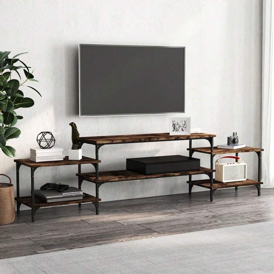 Mobile porta TV vidaXL, rovere affumicato, 197x35x52 cm, legno composito - Cammello - Visualizzare 1