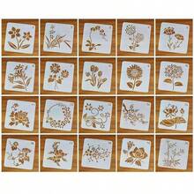 20 piezas Plantilla de dibujo con diseño de flores Volver a la escuela, Volver a la escuela, Útiles escolares - Blanco - Ver 7