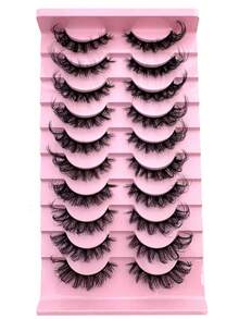 10Pairs Manga Lashes Faux Mink Eyelashes Cat Eye Eyelashes Natural Full False Eyelashes Volumized Eyelash Extension Travel Essentials Makeup Tools - 眼尾拉長款 - 查看 7