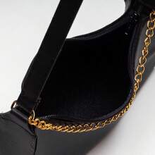 Set Of 2 Women's Small Plain Baguette Bags With Chains, Shoulder And Handbag Style - Đen và trắng - Xem 6