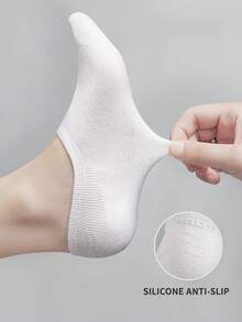 5/10 Pairs Men's Summer Invisible Socks Silicone Non-Slip No-Show Boat Socks Casual Breathable Solid Thin Low Cut Socks (Without Cardboard)
