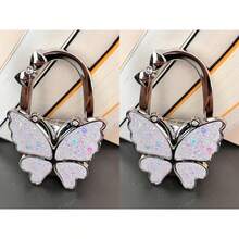 1 pieza Gancho plegable con forma de mariposa, se puede usar como colgador de billetera, adecuado para escritorios, mesas, oficina en casa - Blanco - Ver 13