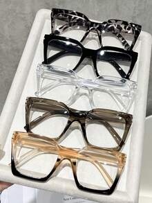 1-5pcs Women Square Plastic Frame Shades Basics Modern Simple Style Fashion Eyeglasses,For Back To School Reading Watch TV Appointment Outfits Street-Photography Accessories Suitable For All Face Shapes - Clear - View 13