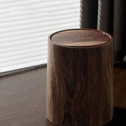 1pc Vintage PP Garbage Bin Kitchen Garbage Bin Recycling Bin Bedroom Household Large Capacity Garbage Bin Living Room Office Garbage Storage