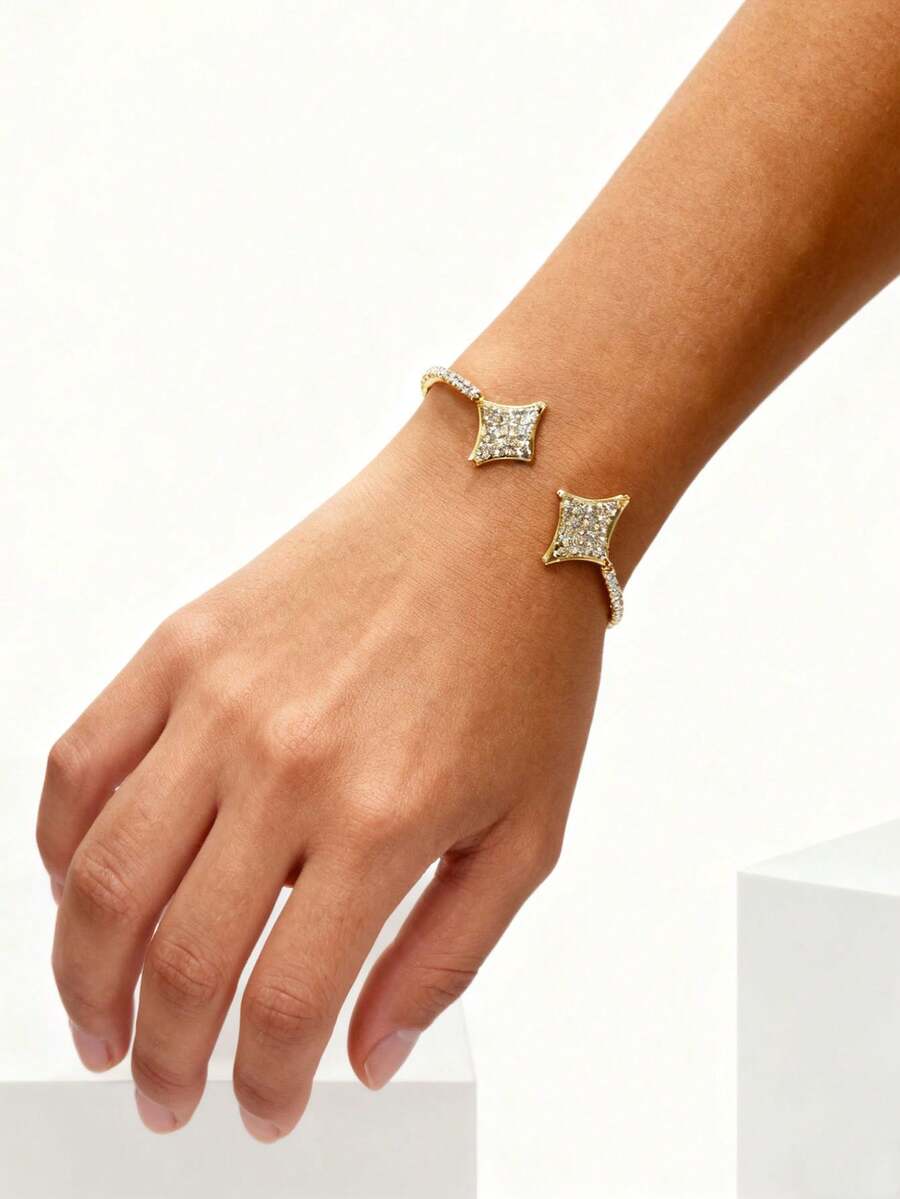 一套新款星形钻石手链戒指首饰套装，闪亮水钻，时尚欧美风格 - 幾何 - 查看 1