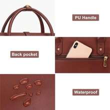 MOSISO Bolsa para Laptop Mujer,13-14 Pulgadas PU Cuero Bolsa de Hombro para Laptop Convertible a Mochila,13.3 Pulgadas Mensajero Bolso Informal Trabajo Maletín Viaje con Bowknot,(16 pulgadas Marrón) - Multicolor - Ver 4