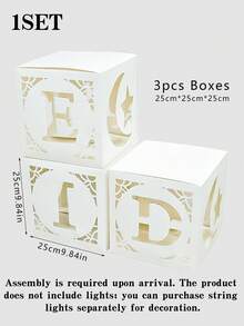 3pcs/Set Ramadan Decorative Boxes, "E-I-D" Decorative Boxes, Ramadan Party Decorations